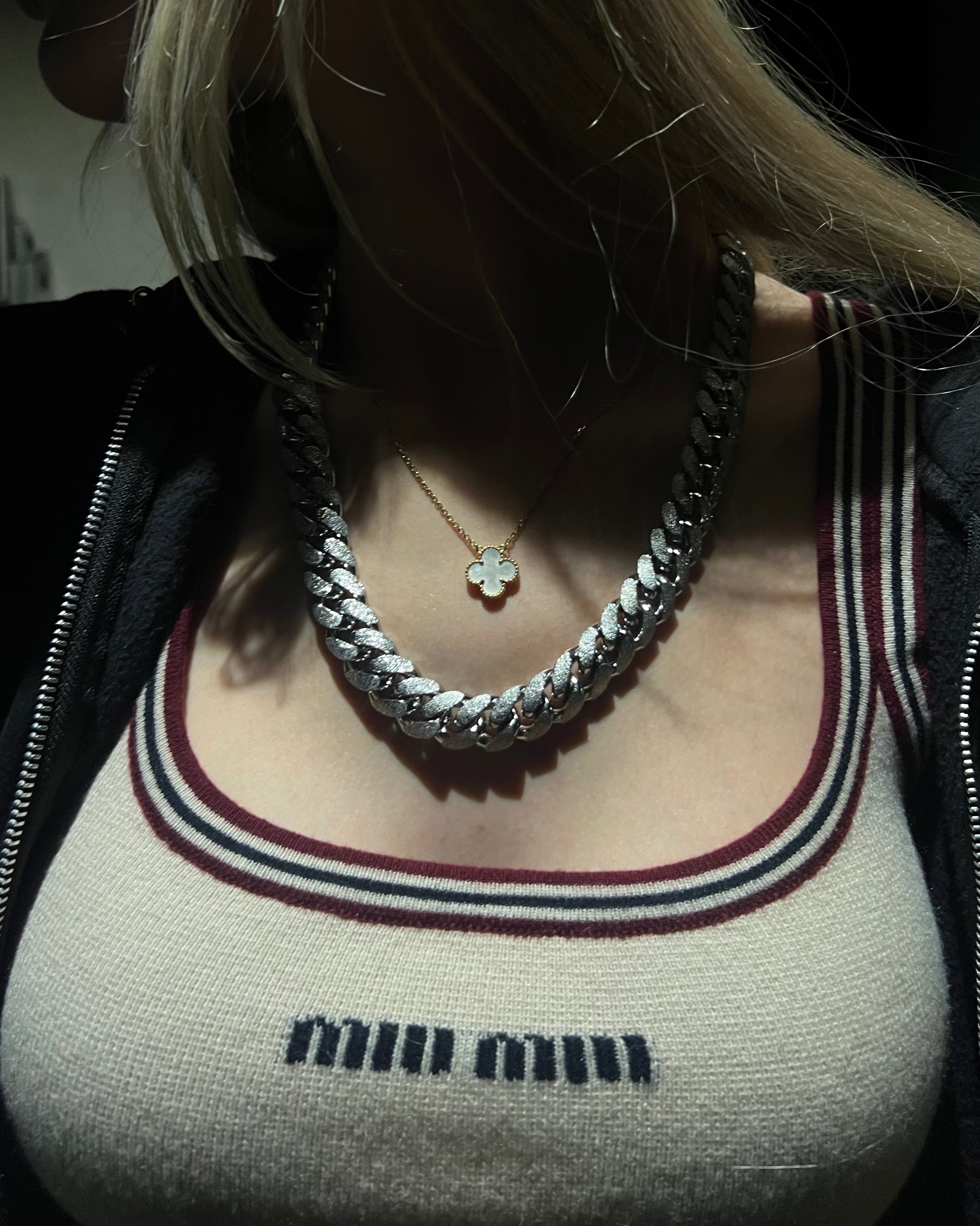 16mm Cgi Cuban Chain, Silver - Frosted