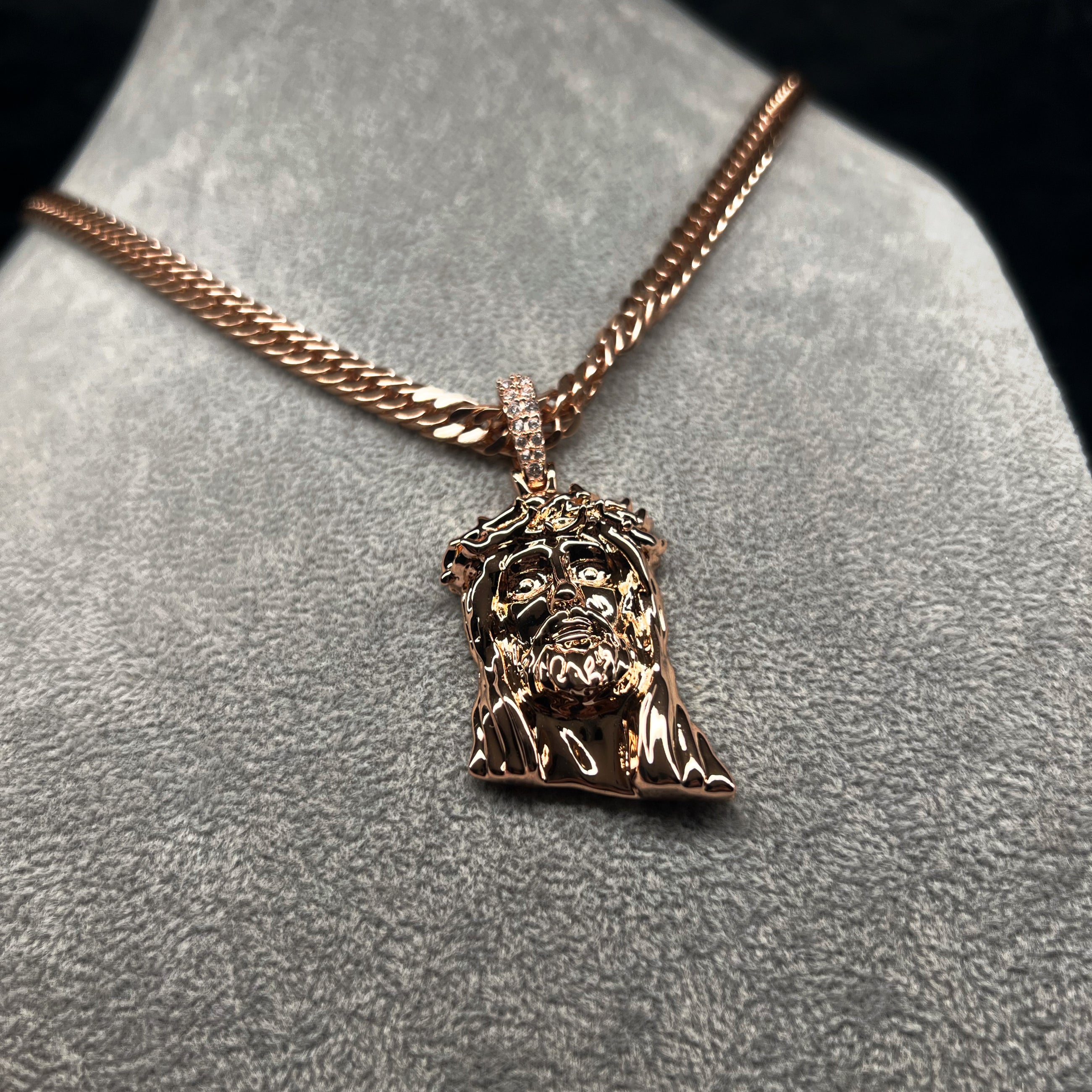 Small Silver Jesus Pendant - Rose