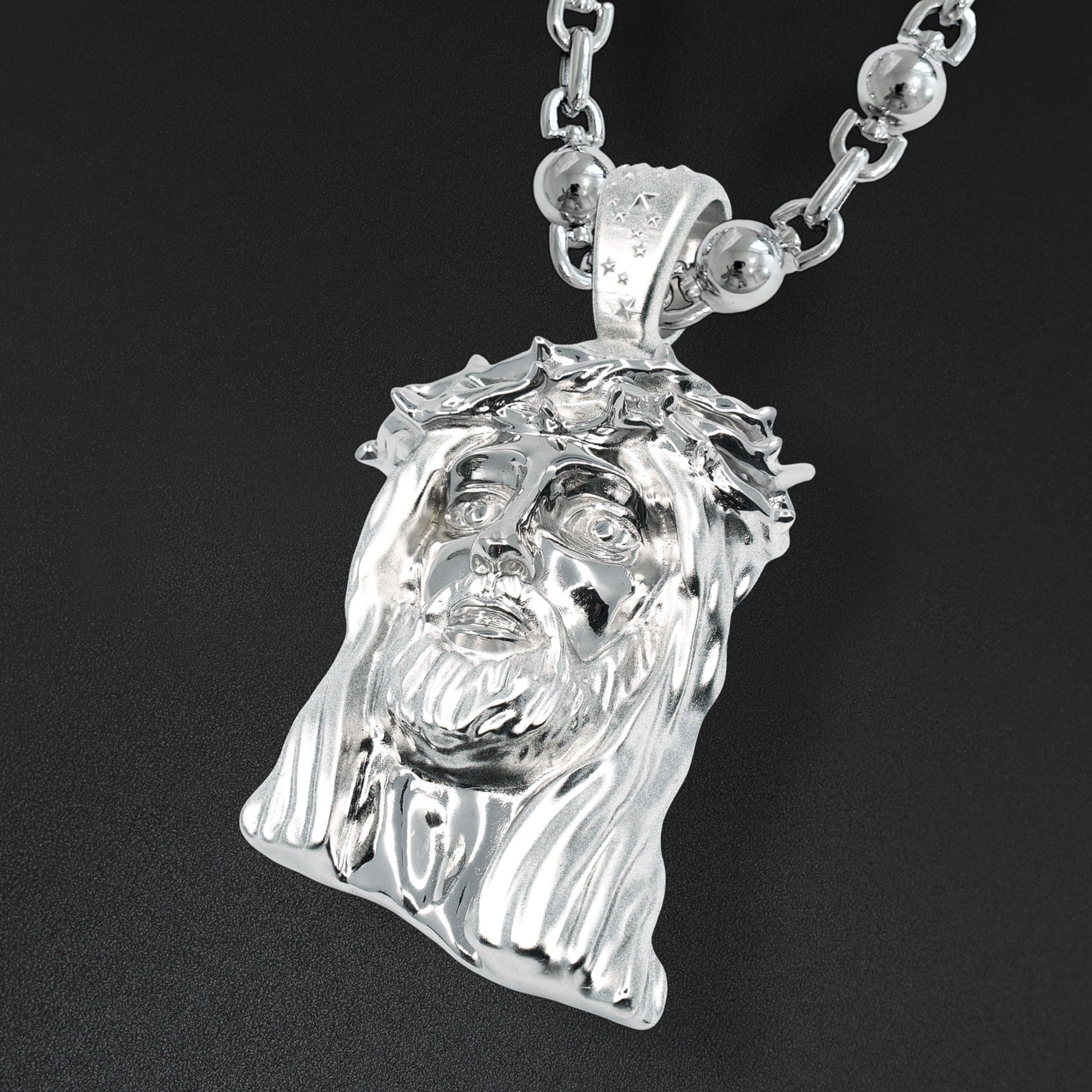 Heavy solid Silver Jesus Pendant
