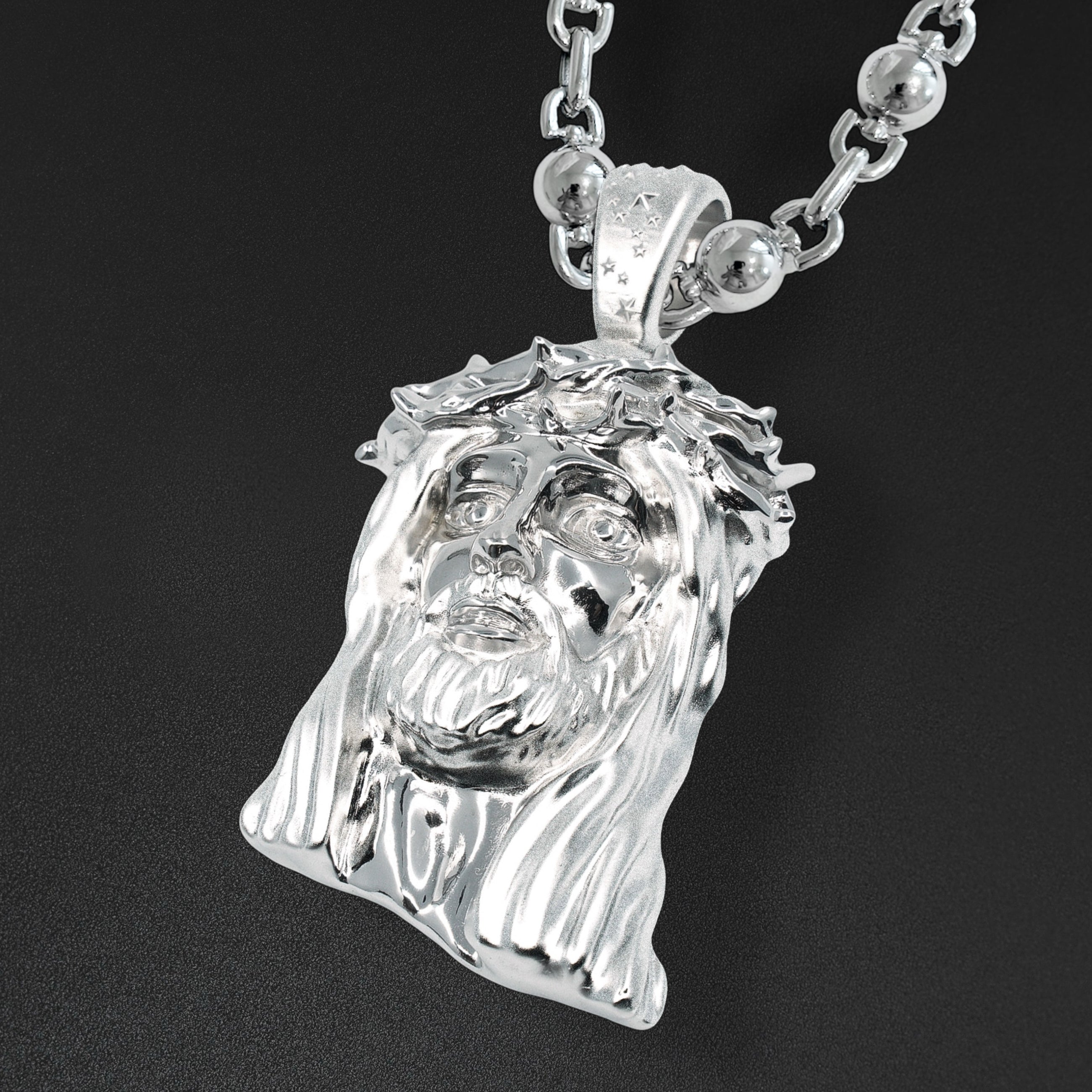 Heavy solid Silver Jesus Pendant