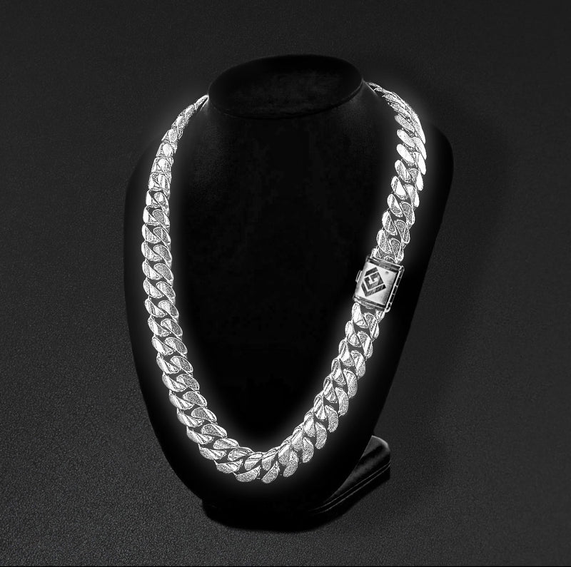 16mm Cgi Cuban Chain, Silver - Frosted