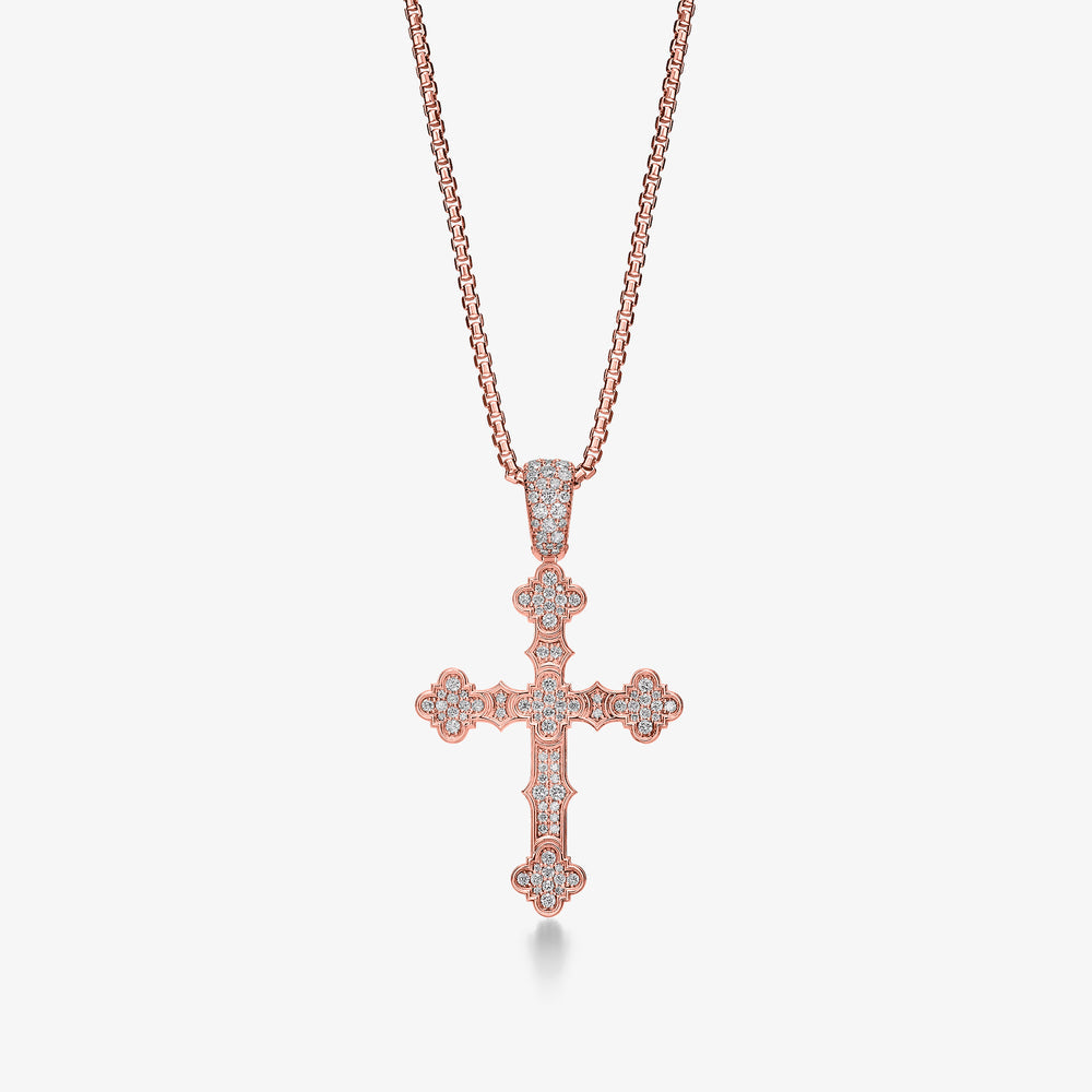 Notre Dame Diamond Cross Rose (lab-grown)
