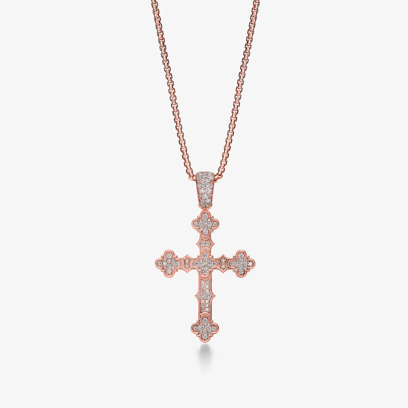 Notre Dame Diamond Cross Rose (lab-grown)