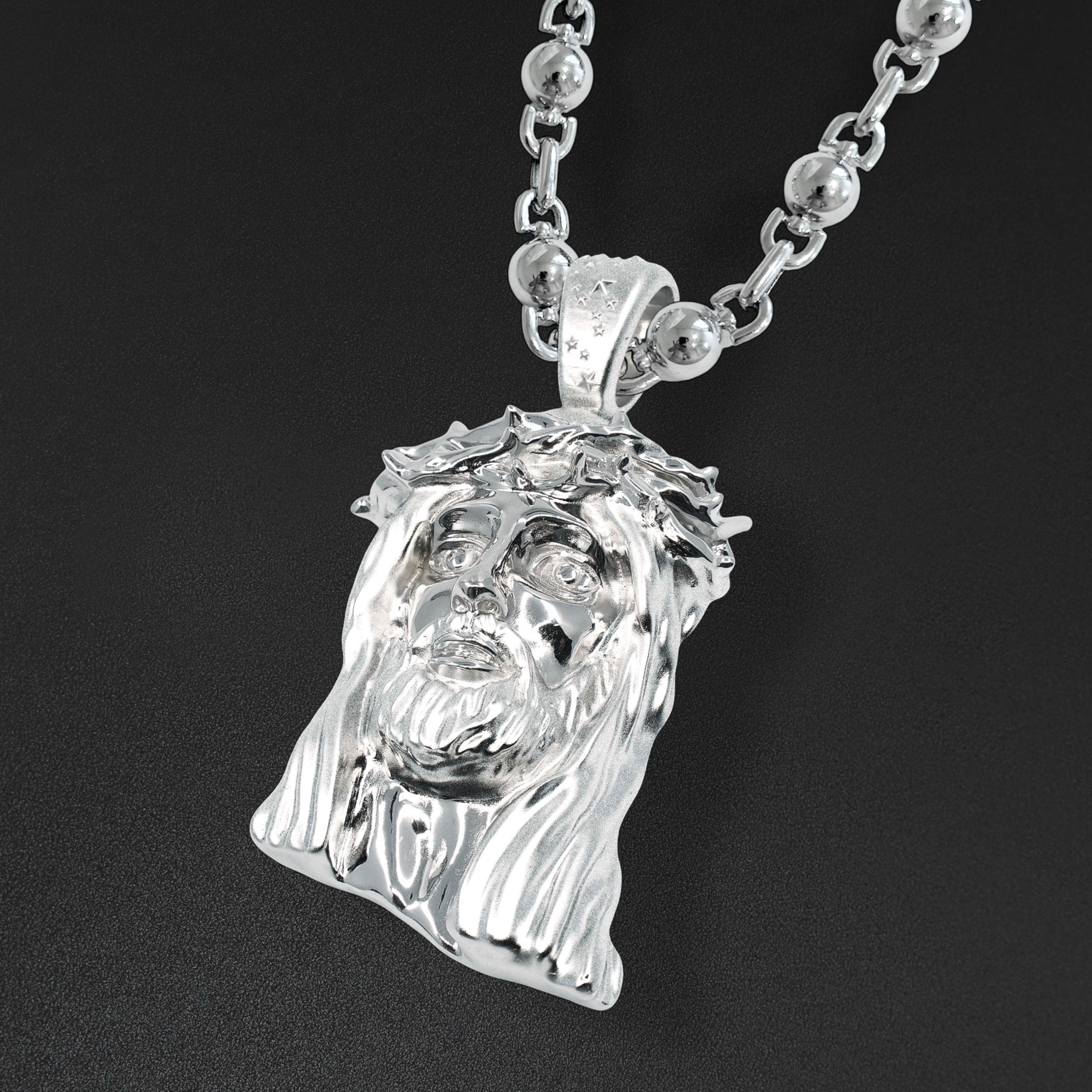 Heavy solid Silver Jesus Pendant