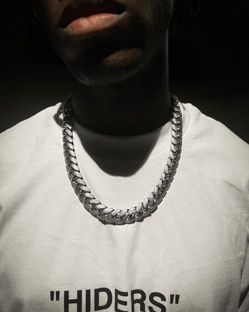 16mm Cgi Cuban Chain, Silver - Frosted