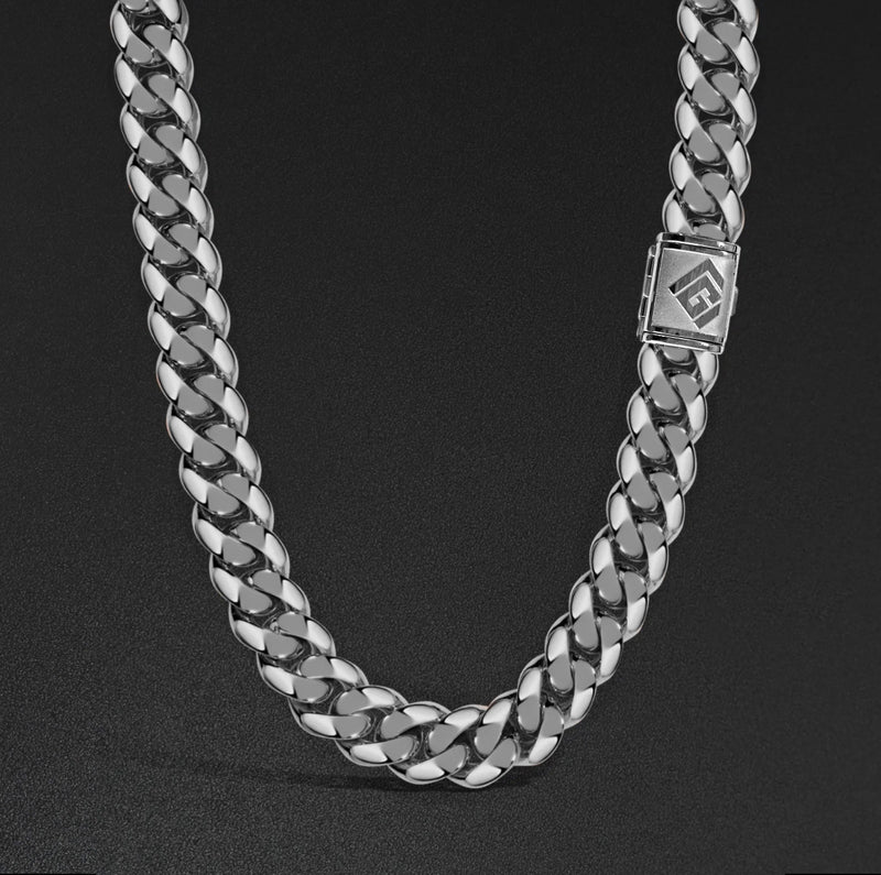 16mm Cgi Cuban Chain, Silver - Plain