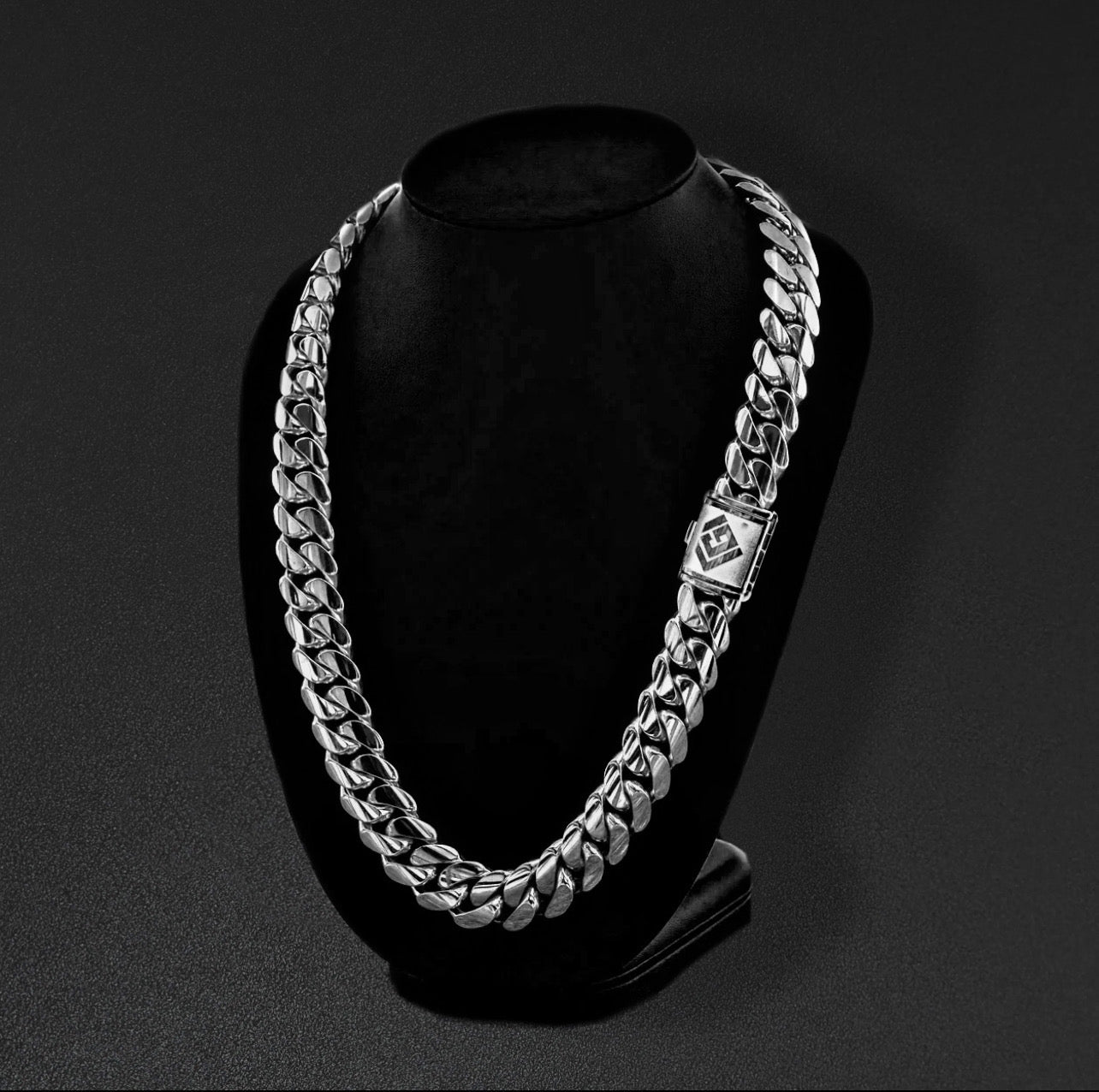 16mm Cgi Cuban Chain, Silver - Plain