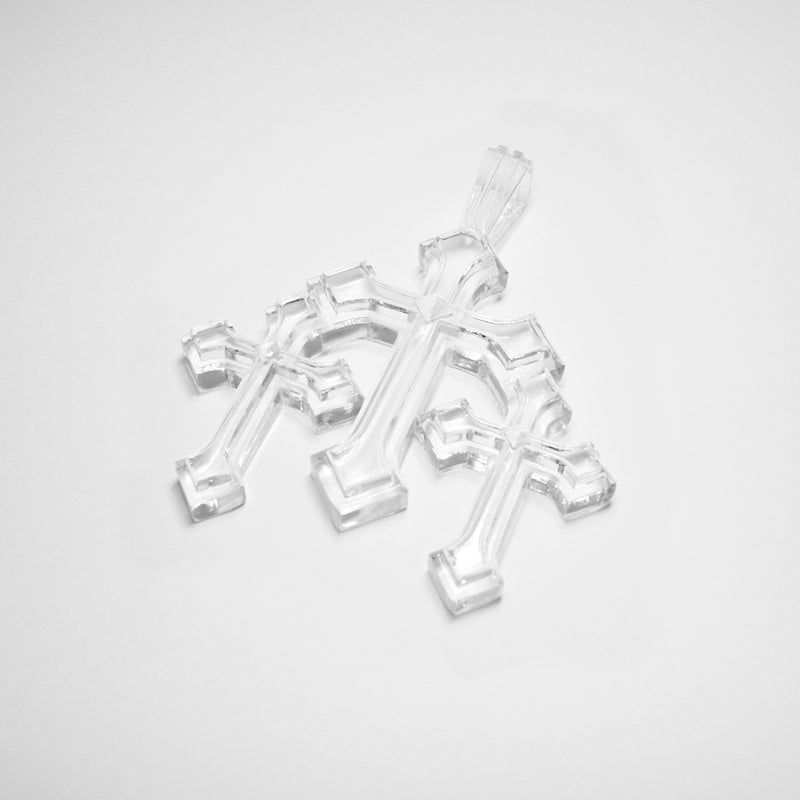 Small Clear Triple Cross Pendant