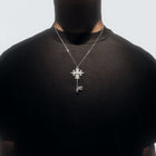 Silver Ornate Cross Key/Chain (925)