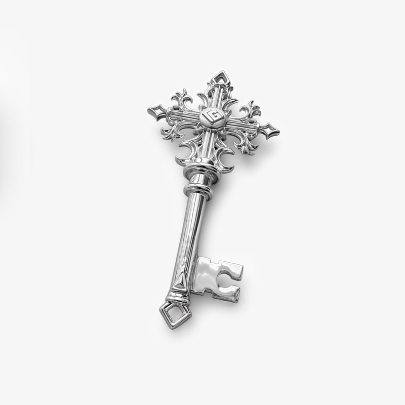 Silver Ornate Cross Key/Chain (925)