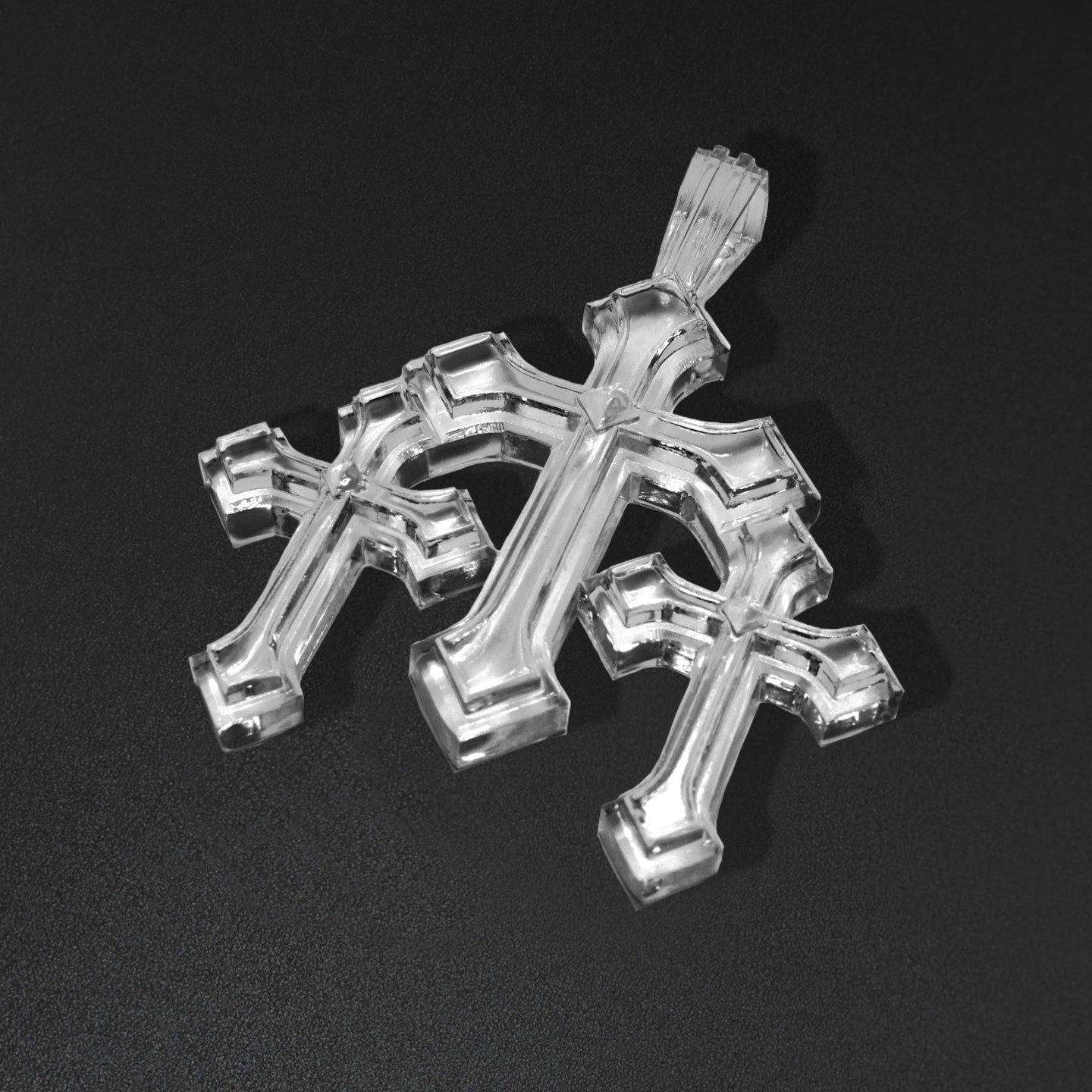 Big Clear Triple Cross Pendant