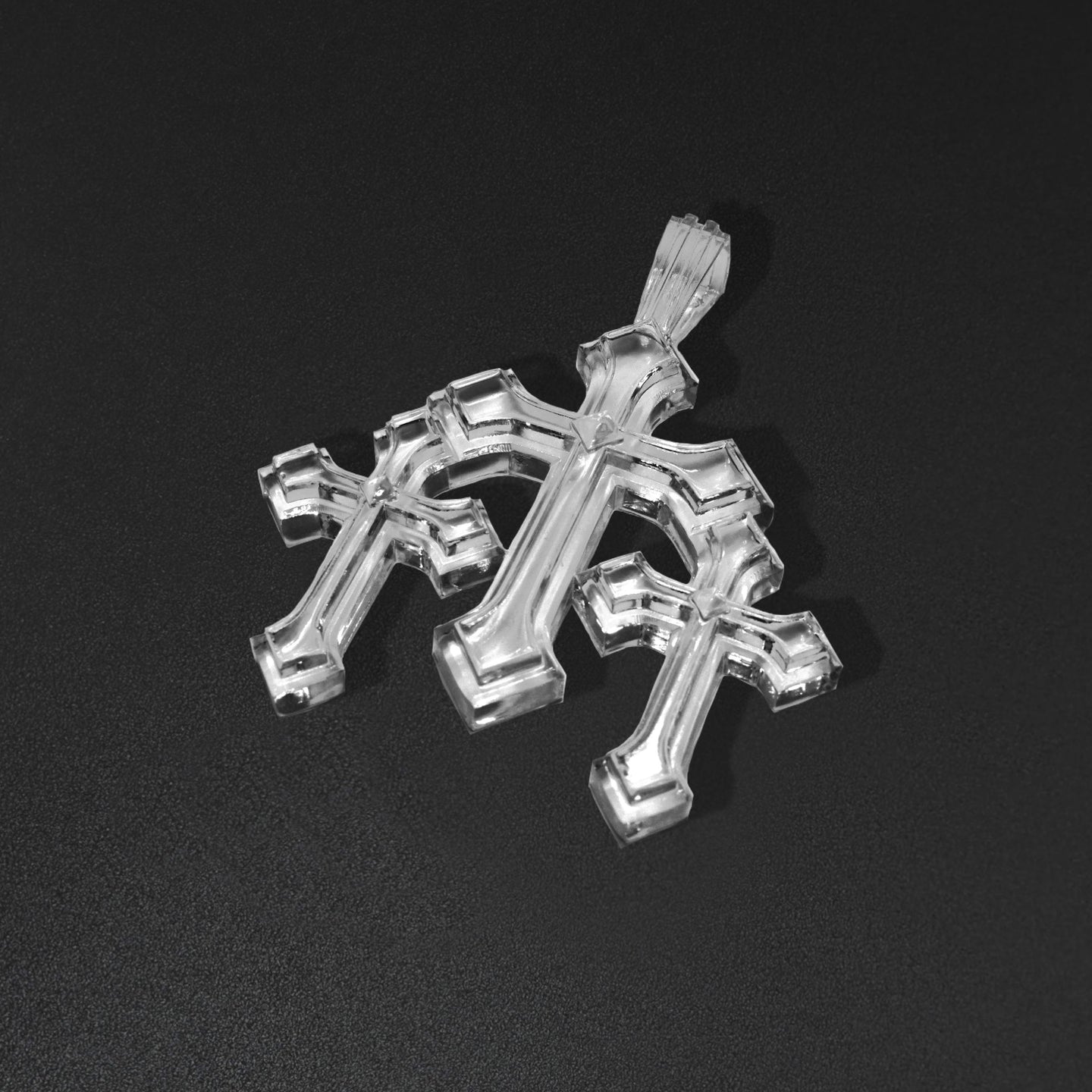 Small Clear Triple Cross Pendant