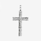 Heavy Solid Silver Frosted Vine Cross