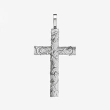 Heavy Solid Silver Frosted Vine Cross