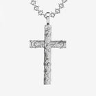 Heavy Solid Silver Frosted Vine Cross