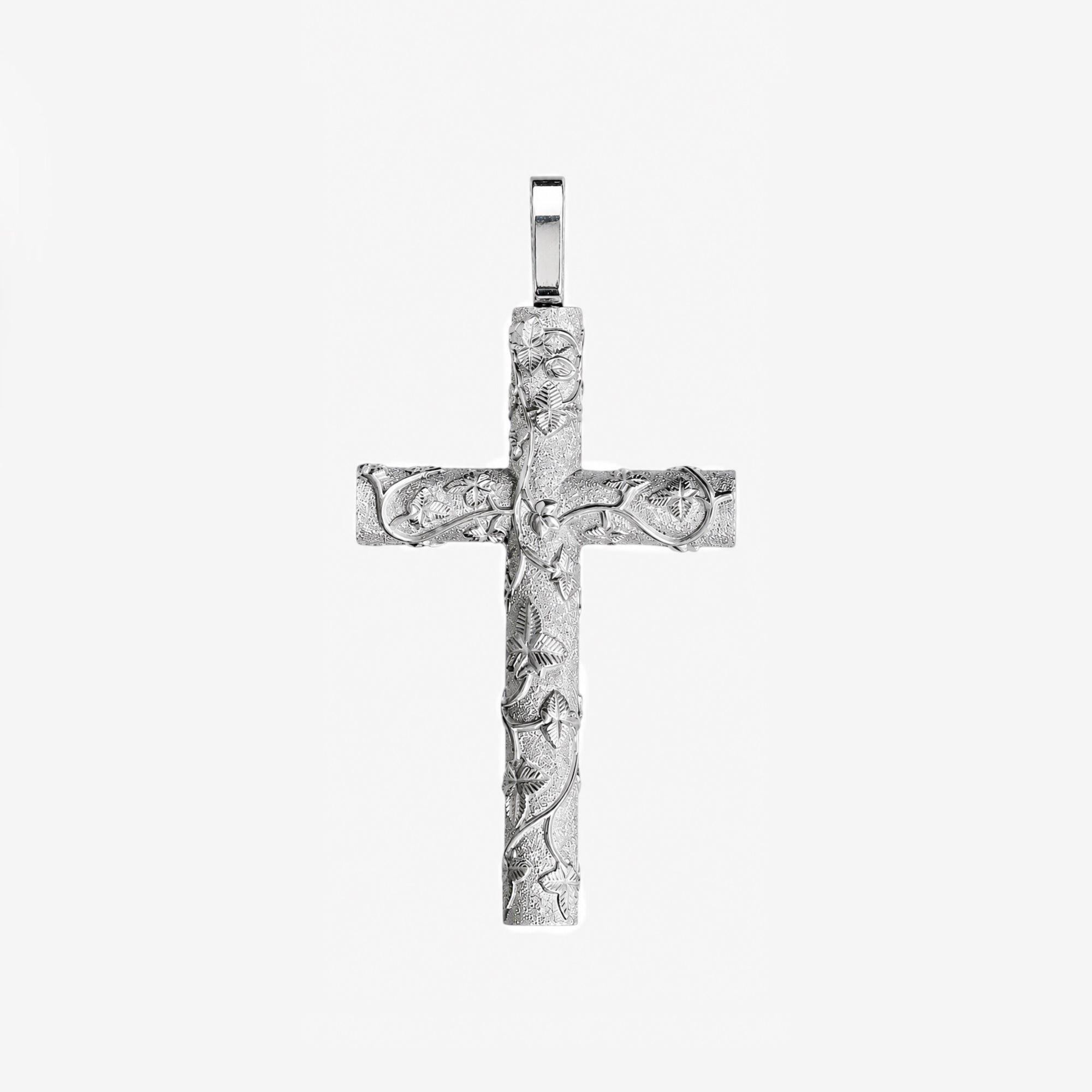 Small Silver Frosted Vine Cross