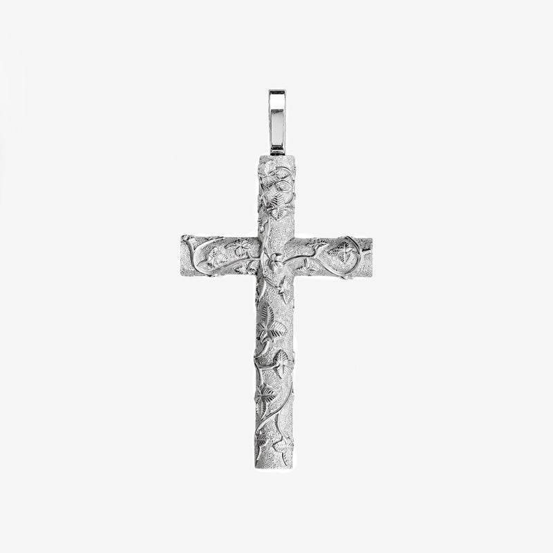 Small Silver Frosted Vine Cross