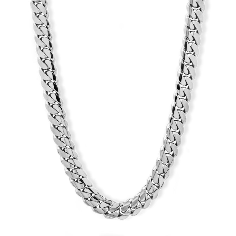 14mm Cgi Cuban Chain, Silver - Plain