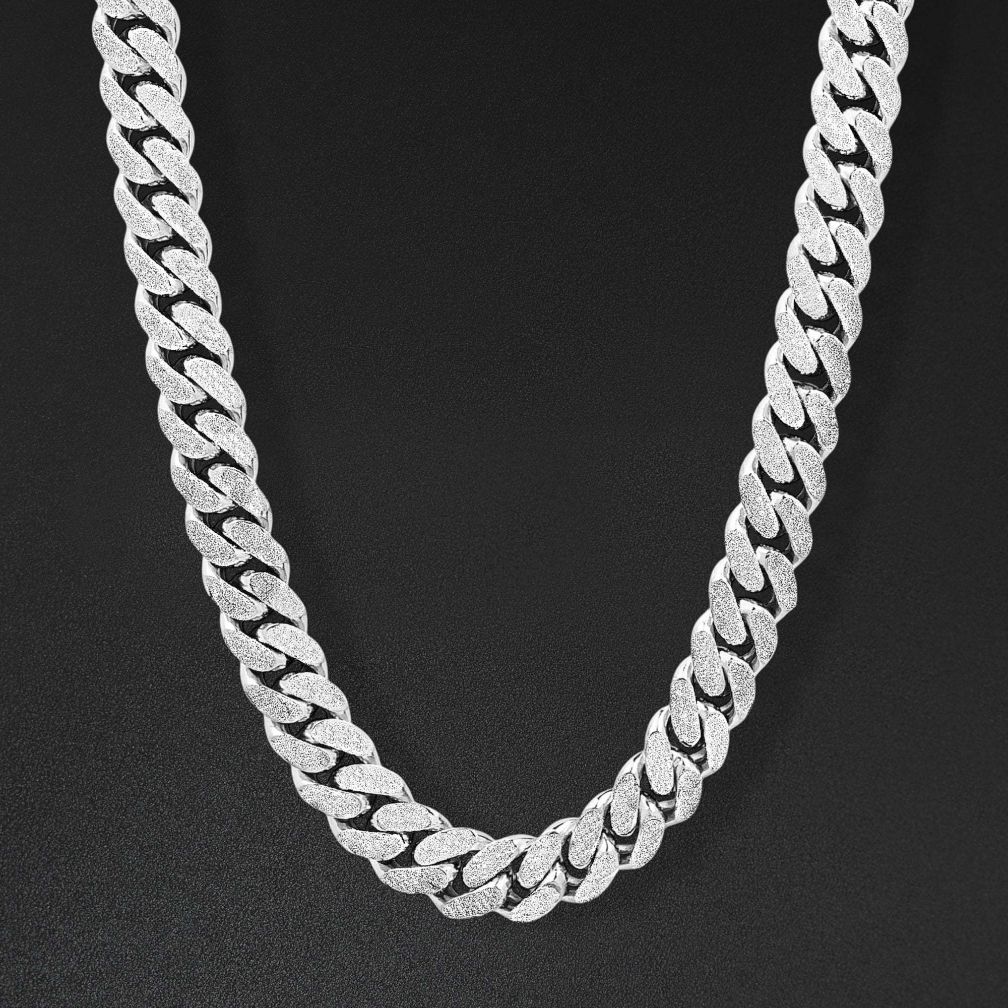 16mm Cgi Cuban Chain, Silver - Frosted