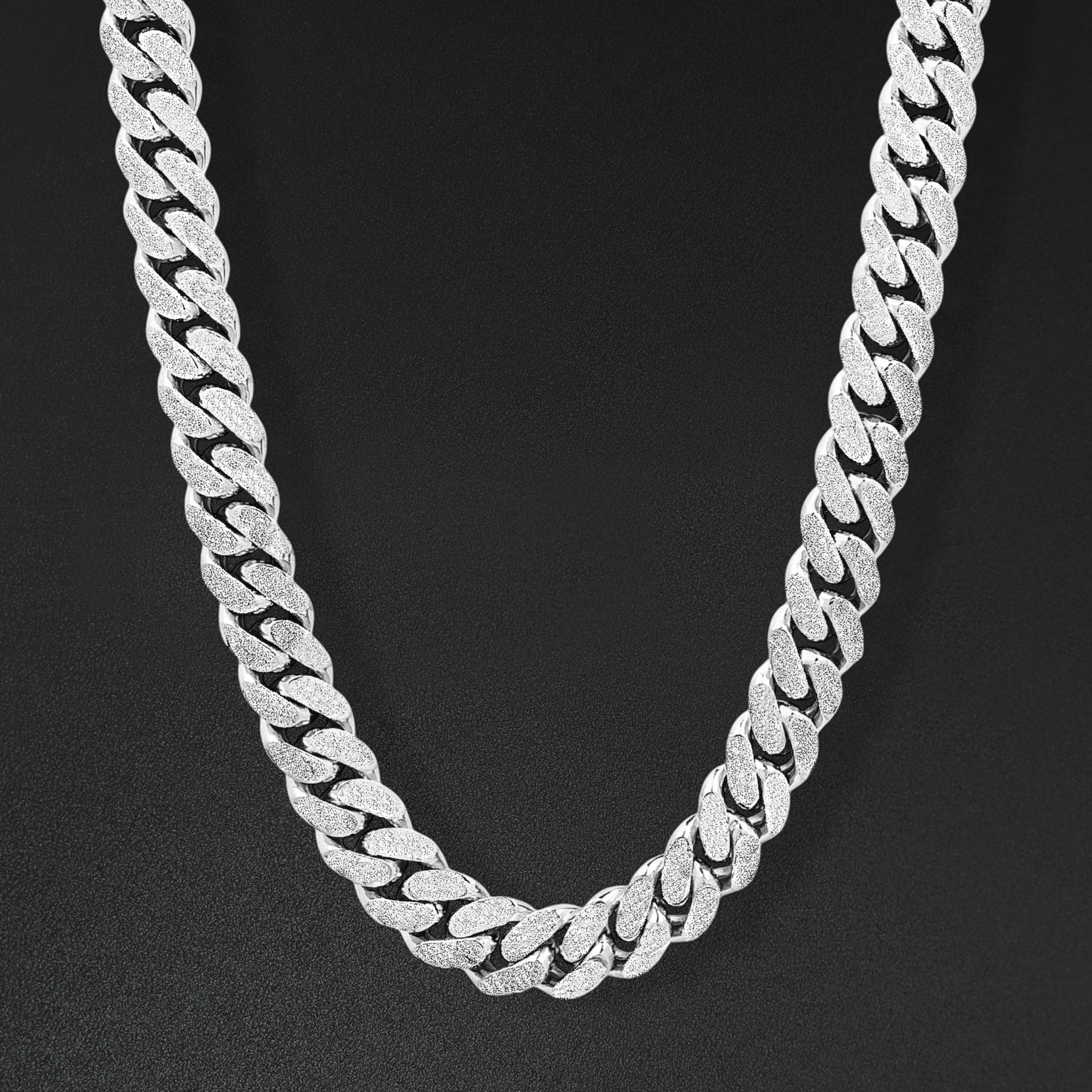 16mm Cgi Cuban Chain, Silver - Frosted