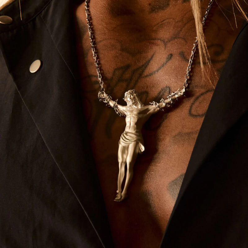 Heavy Solid Silver Hanging Jesus Pendant (925)