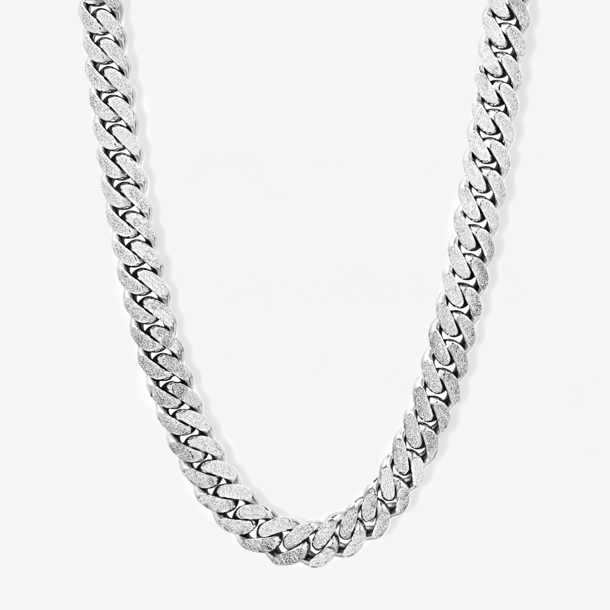 14mm Cgi Cuban Chain, Silver - Frosted
