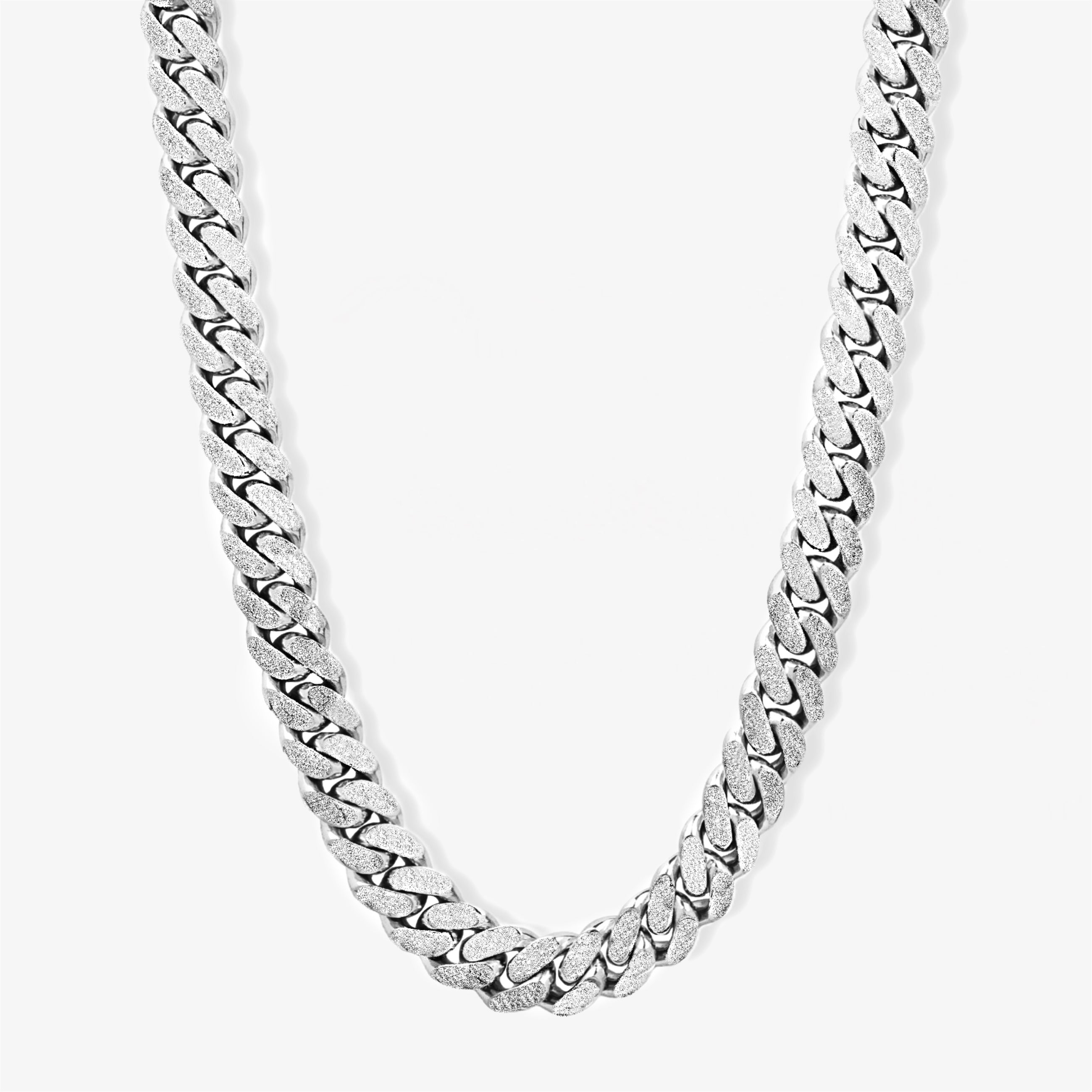 14mm Cgi Cuban Chain, Silver - Frosted