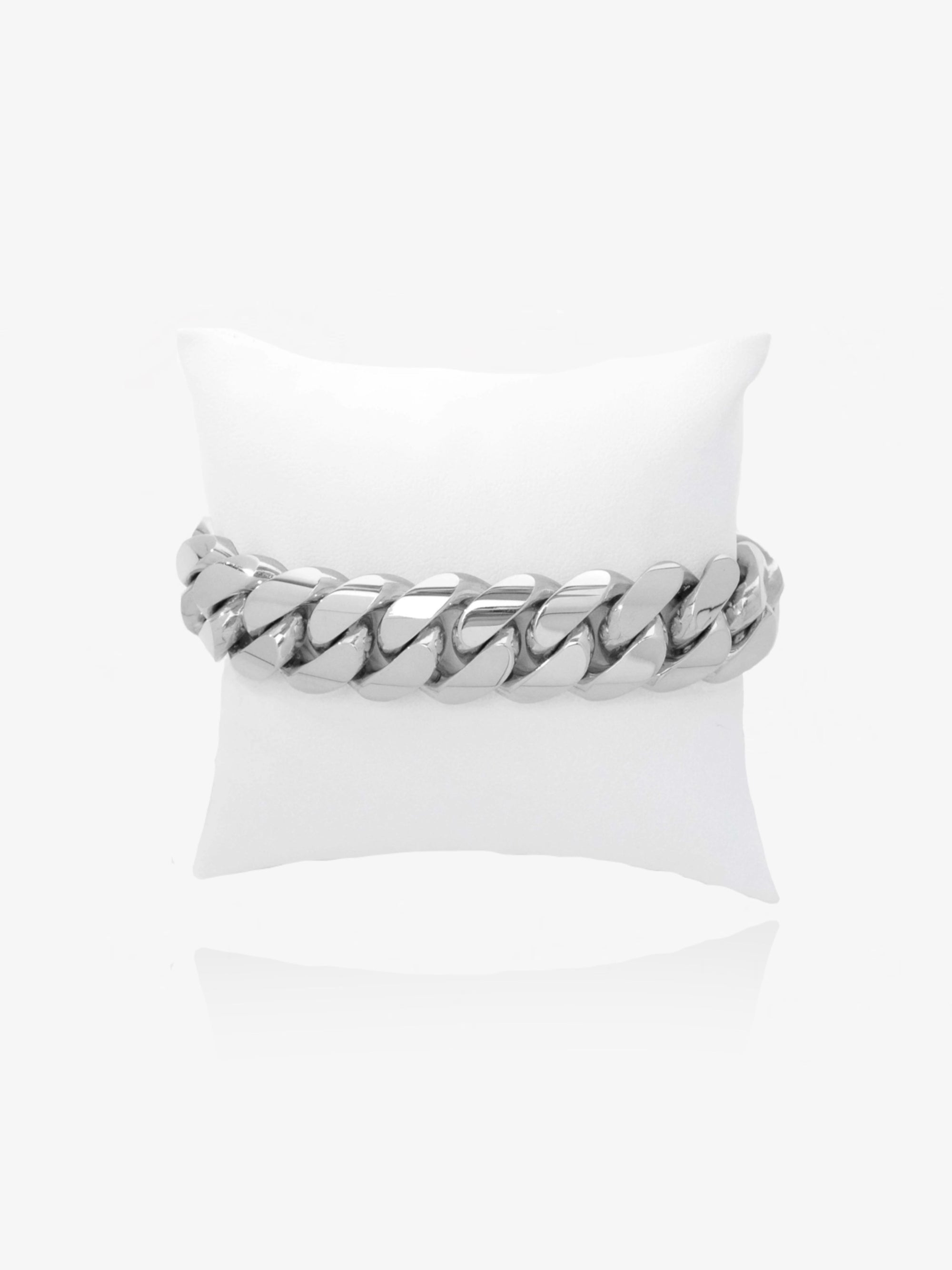 14mm Cgi Cuban Bracelet, Silver - Plain