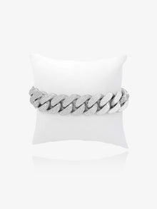 14mm Cgi Cuban Bracelet, Silver - Frosted
