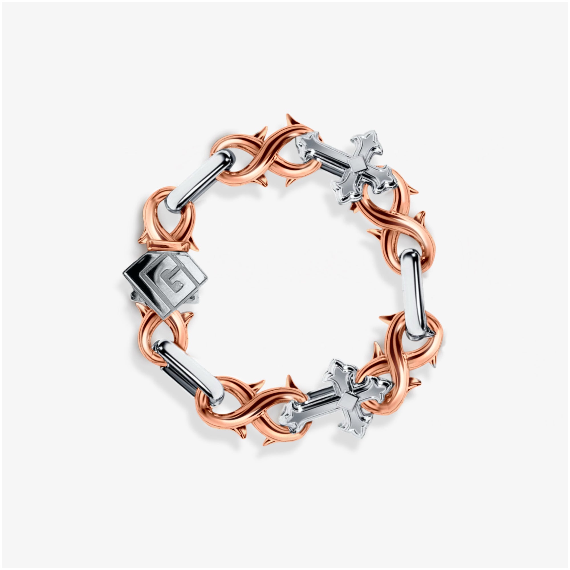 14mm Infinity Cross Bracelet - Two Tone