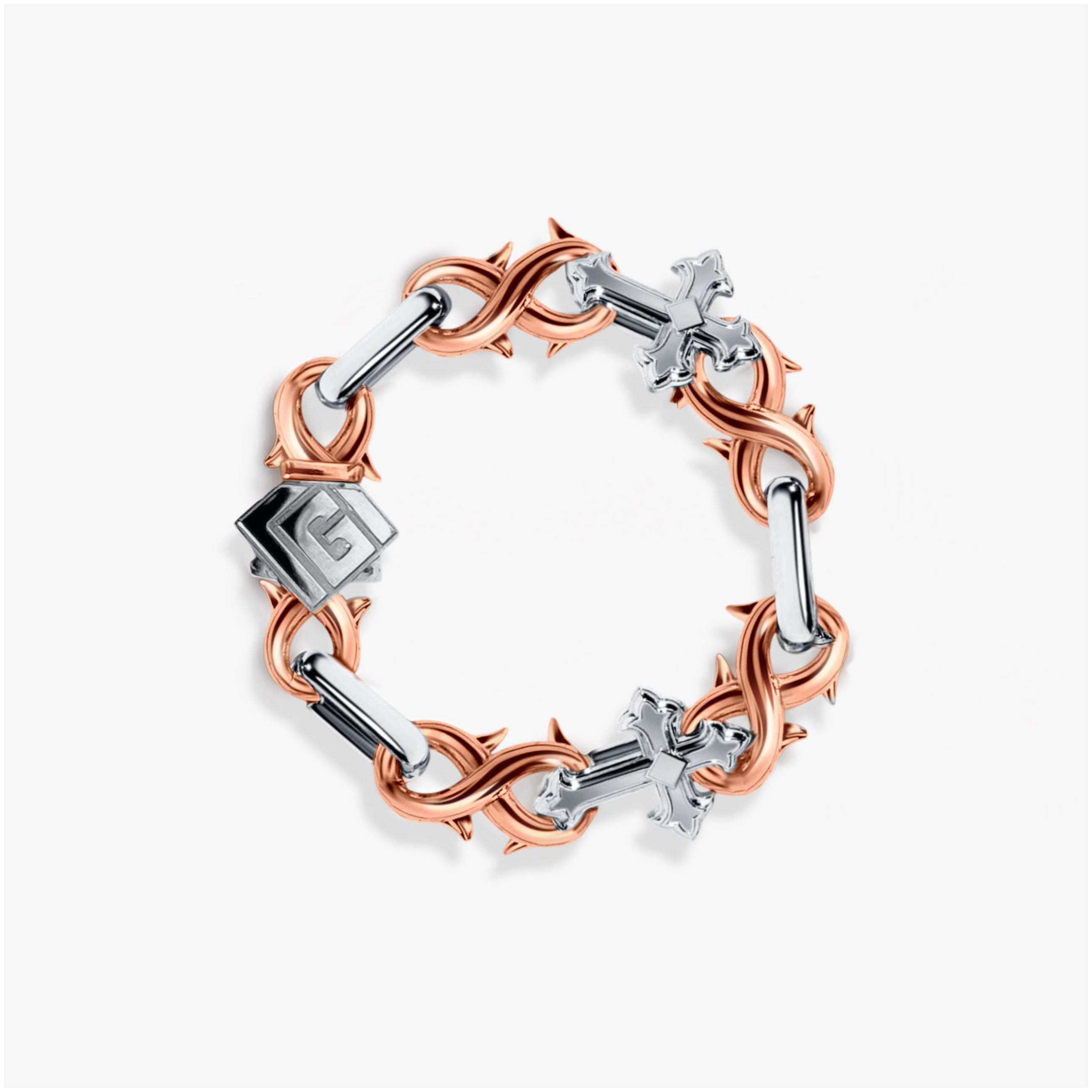14mm Infinity Cross Bracelet - Two Tone