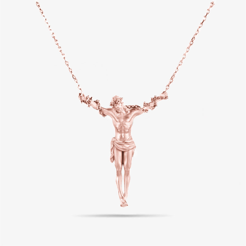 Small Silver Hanging Jesus Pendant (rose)