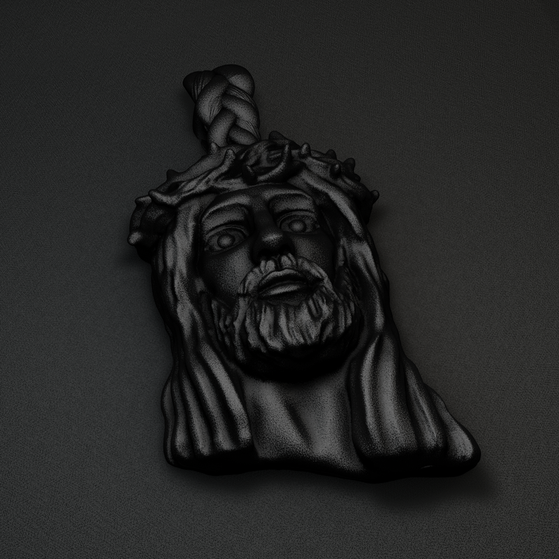 Matte Black Big Jesus Piece Pendant