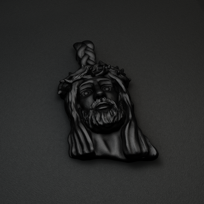 Matte Black Small Jesus Piece Pendant